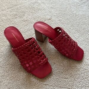 Anthropologie red block heels